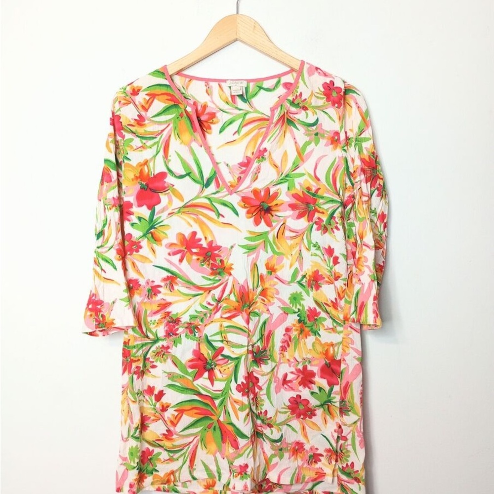 J. Crew Multicolor Floral Tunic or coverup, size large